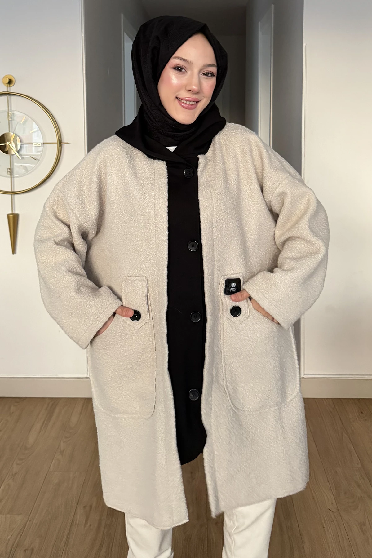 Çift Renkli Düğmeli Oversize Ceket SK-8649