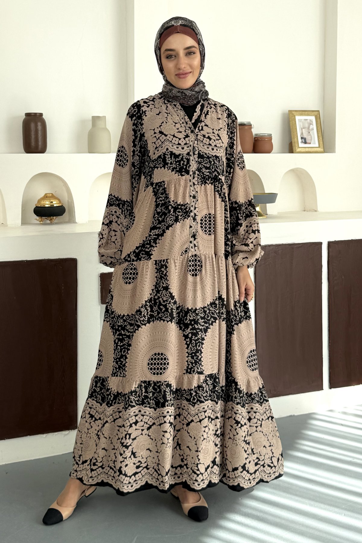 Yasemin Desenli Viskon Elbise SK-8554