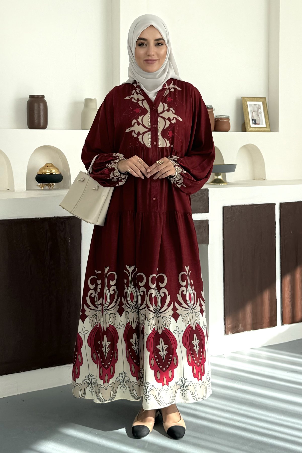 Sultan Motif Desenli Viskon Elbise SK-8555 