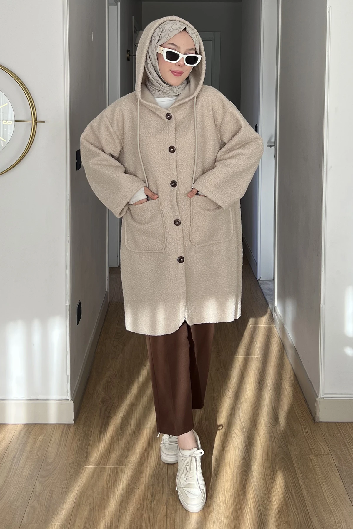 Kare Cepli Düğmeli Oversize Ceket SK-8643