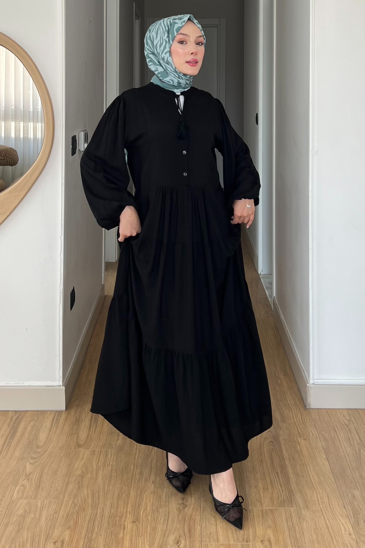 Düğmeli Basic Elbise SK-8540