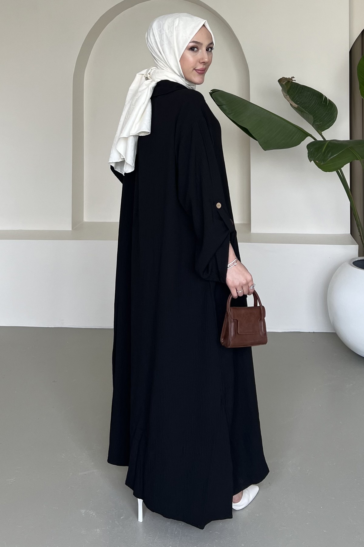 Alya Gofre Kumaş Düğmeli Elbise SK-8422