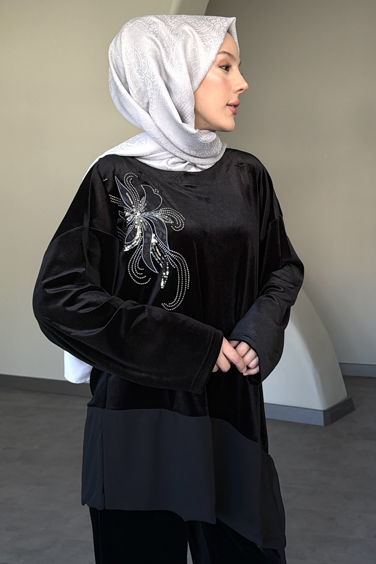 Aylin Payet Nakışlı Kadife Takım SK-8624