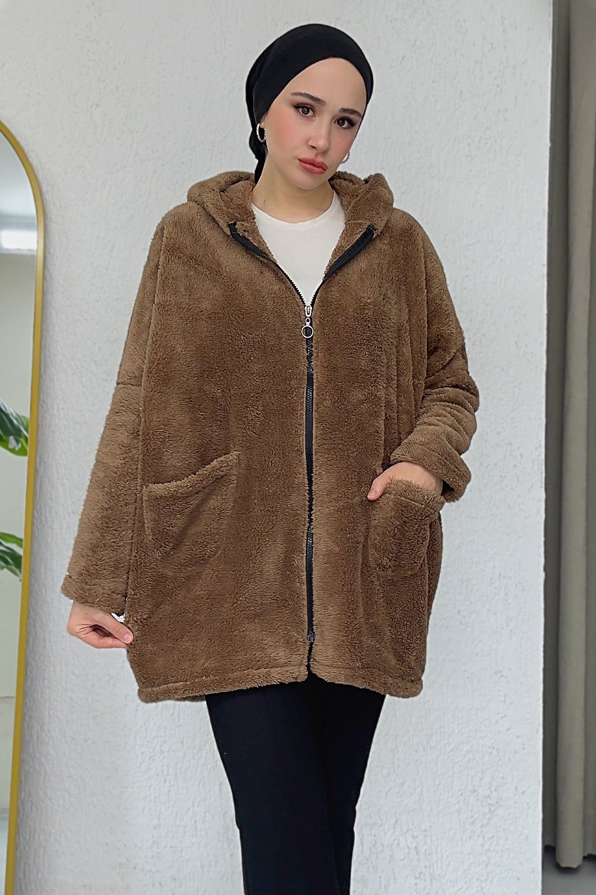 Oversize Düz Peluş Hırka SK-8343