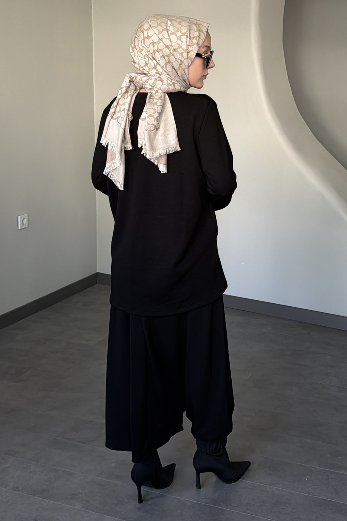 Florence Cep Detaylı Şalvar Etekli Takım SK-8628 - Siyah