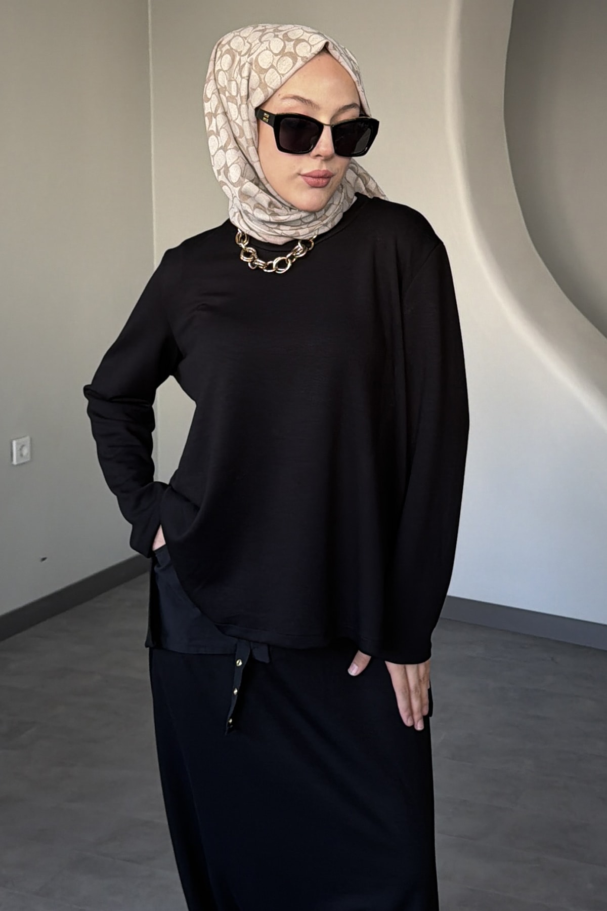 Florence Cep Detaylı Şalvar Etekli Takım SK-8628 - Siyah