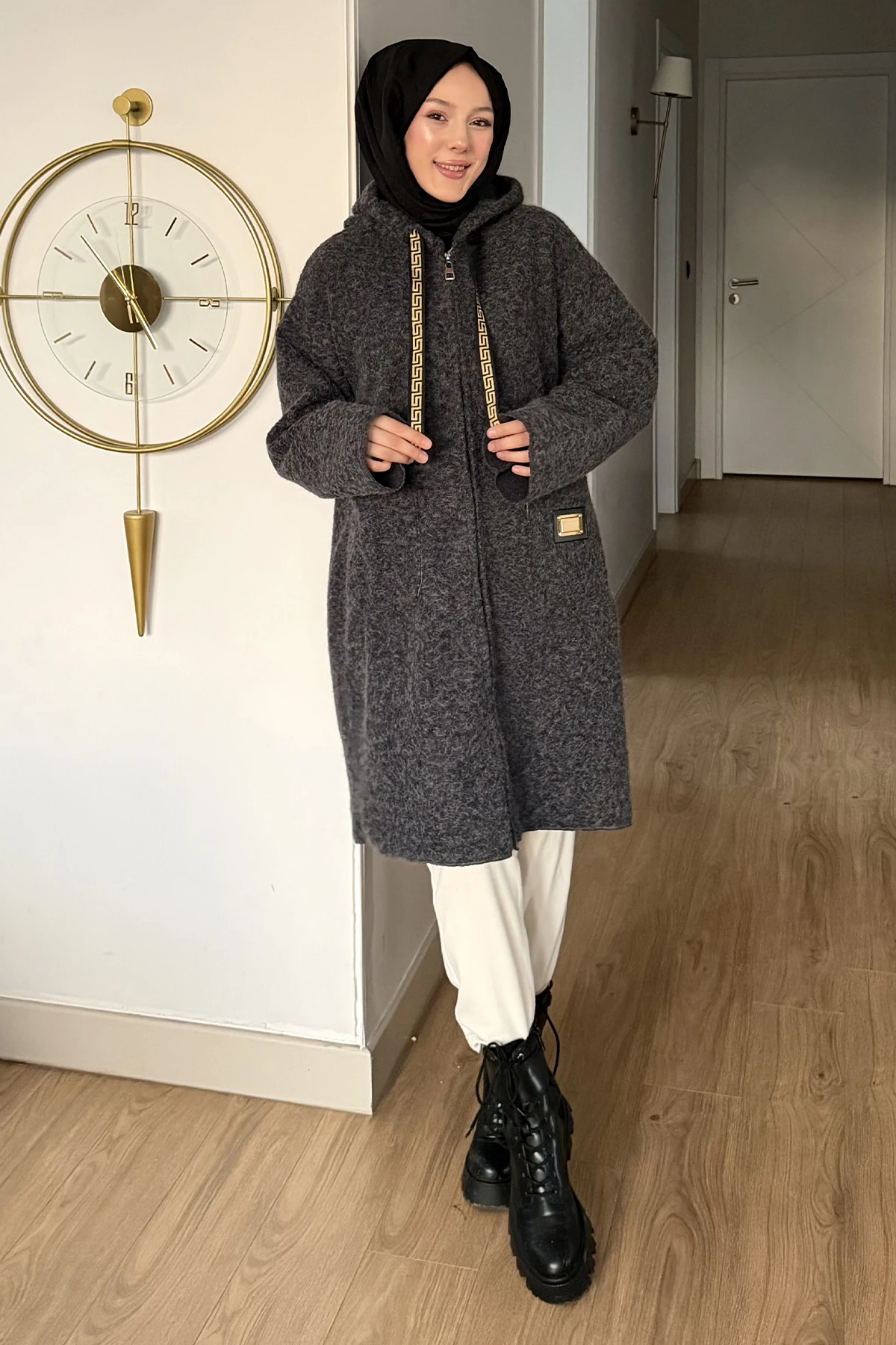 Sacha Kalın İpli Buklet Kumaş Ceket SK-8651