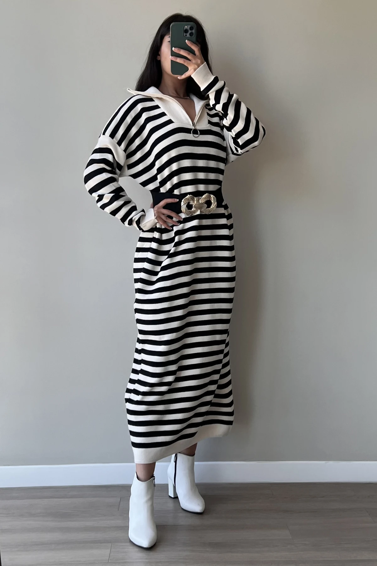 Venüs Fermuar Detay Triko Elbise SK-8344