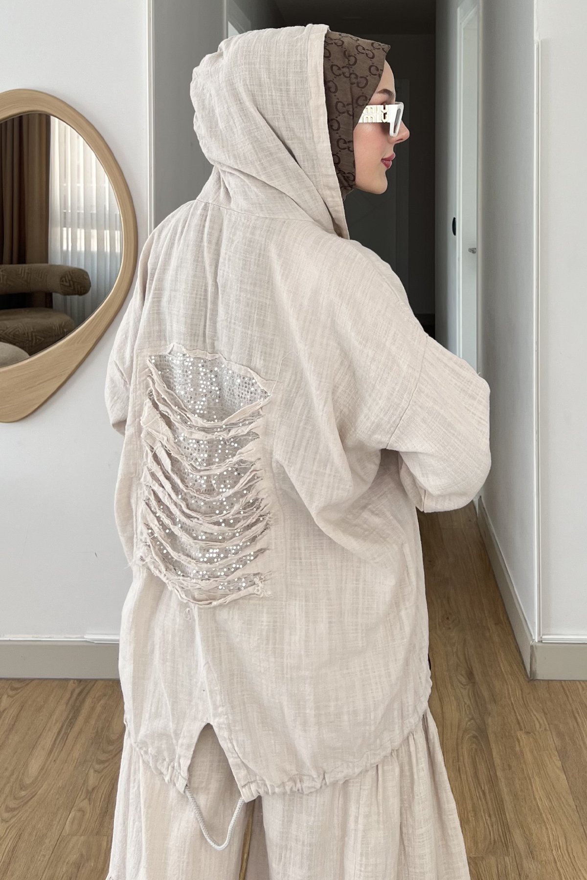Lavin Sırt Yaldızlı Keten Takım BGN-8529