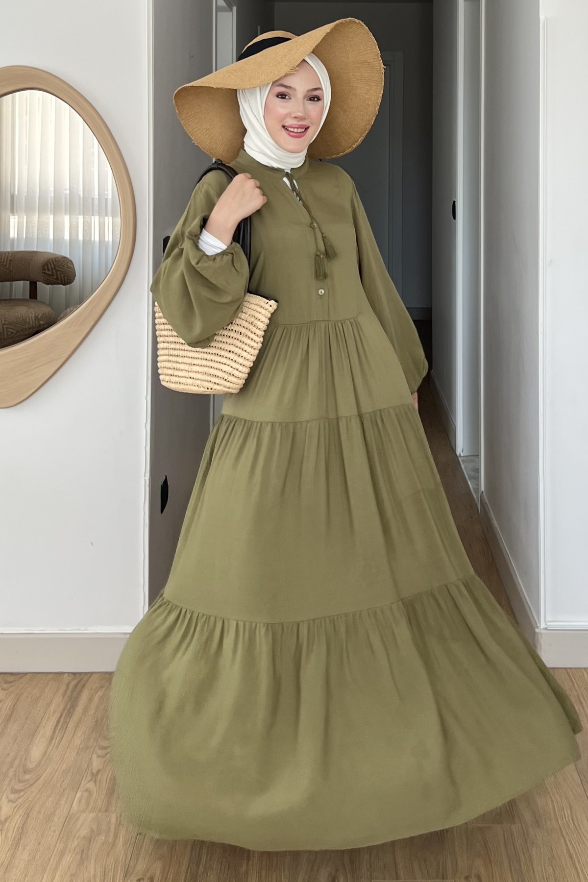 Düğmeli Basic Elbise SK-8540
