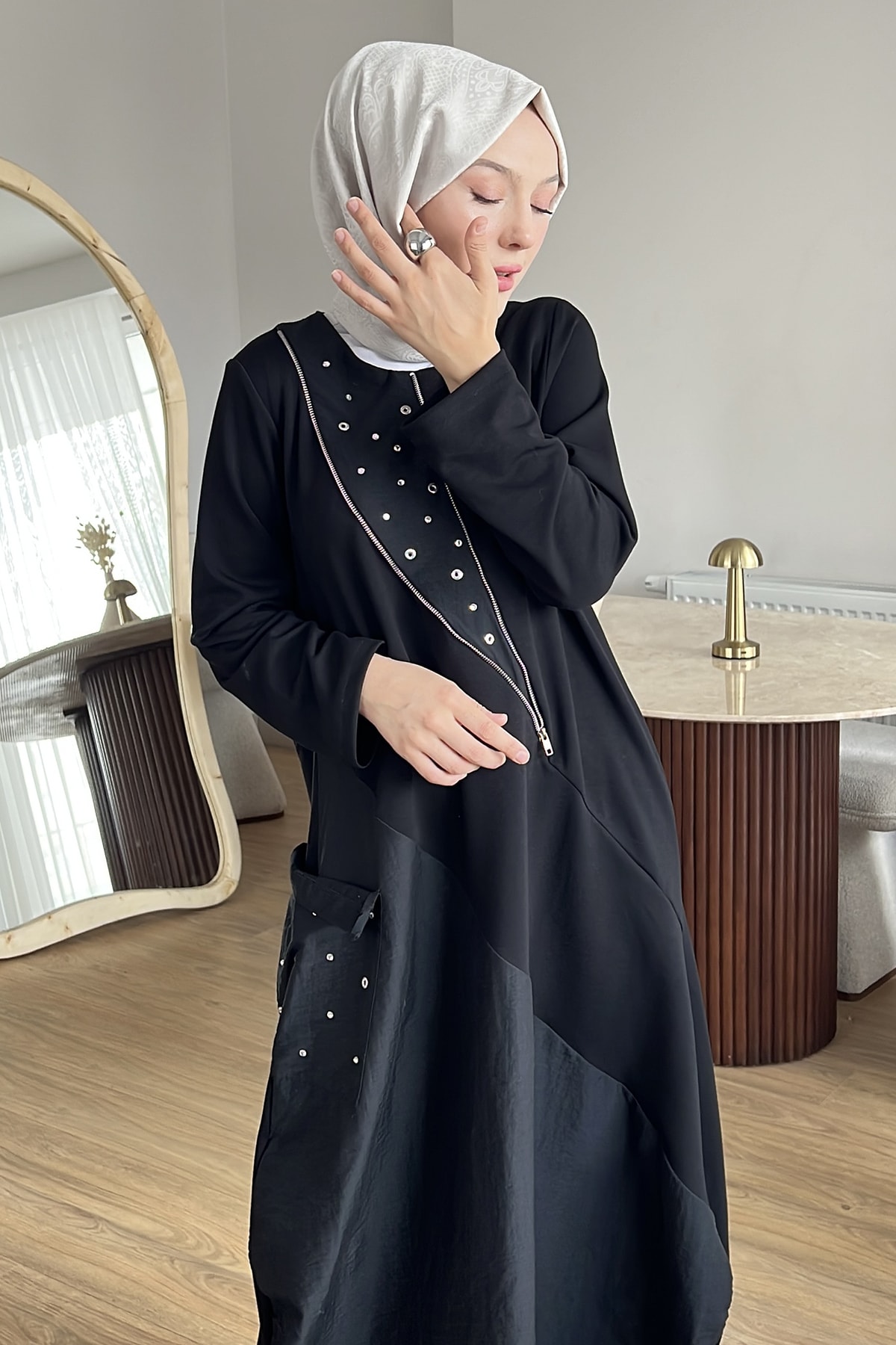 Silvana Taş İşlemeli Modal Elbise SK-8617