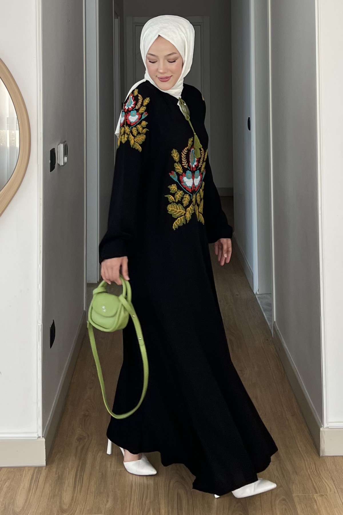 Rüya Nakışlı Püsküllü Uzun Kollu Elbise SK-8531