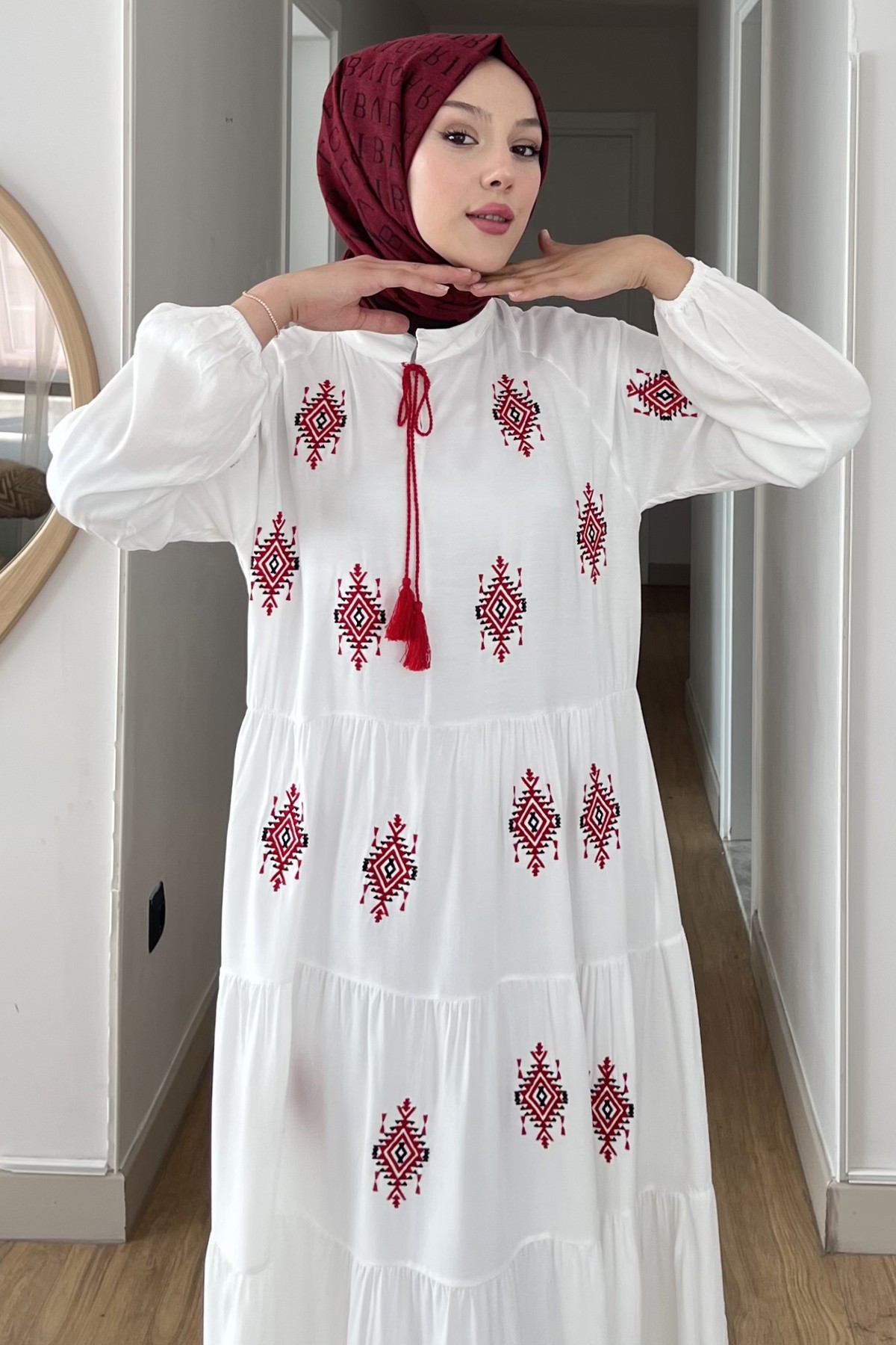 Liya Bukle Nakışlı Elbise SK-8533
