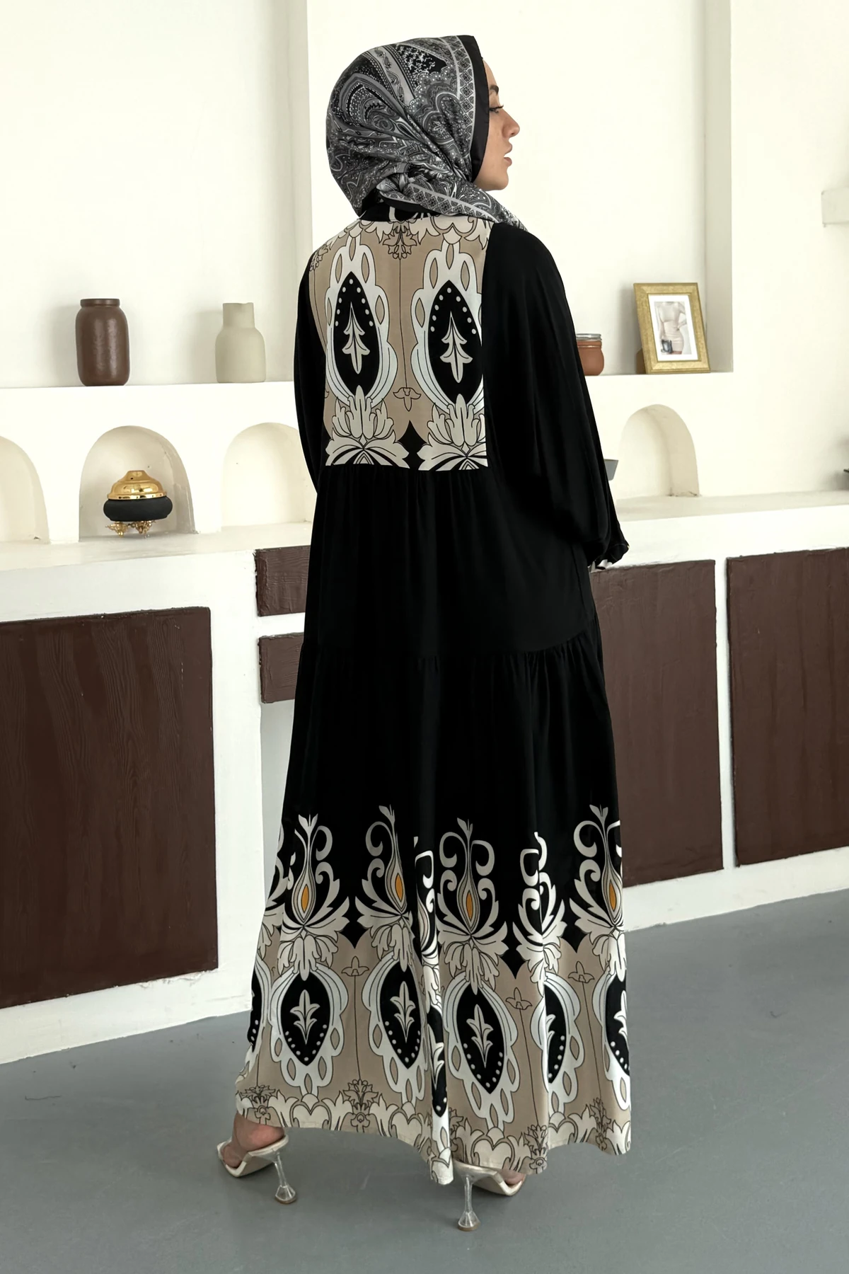 Sultan Motif Desenli Viskon Elbise SK-8555 