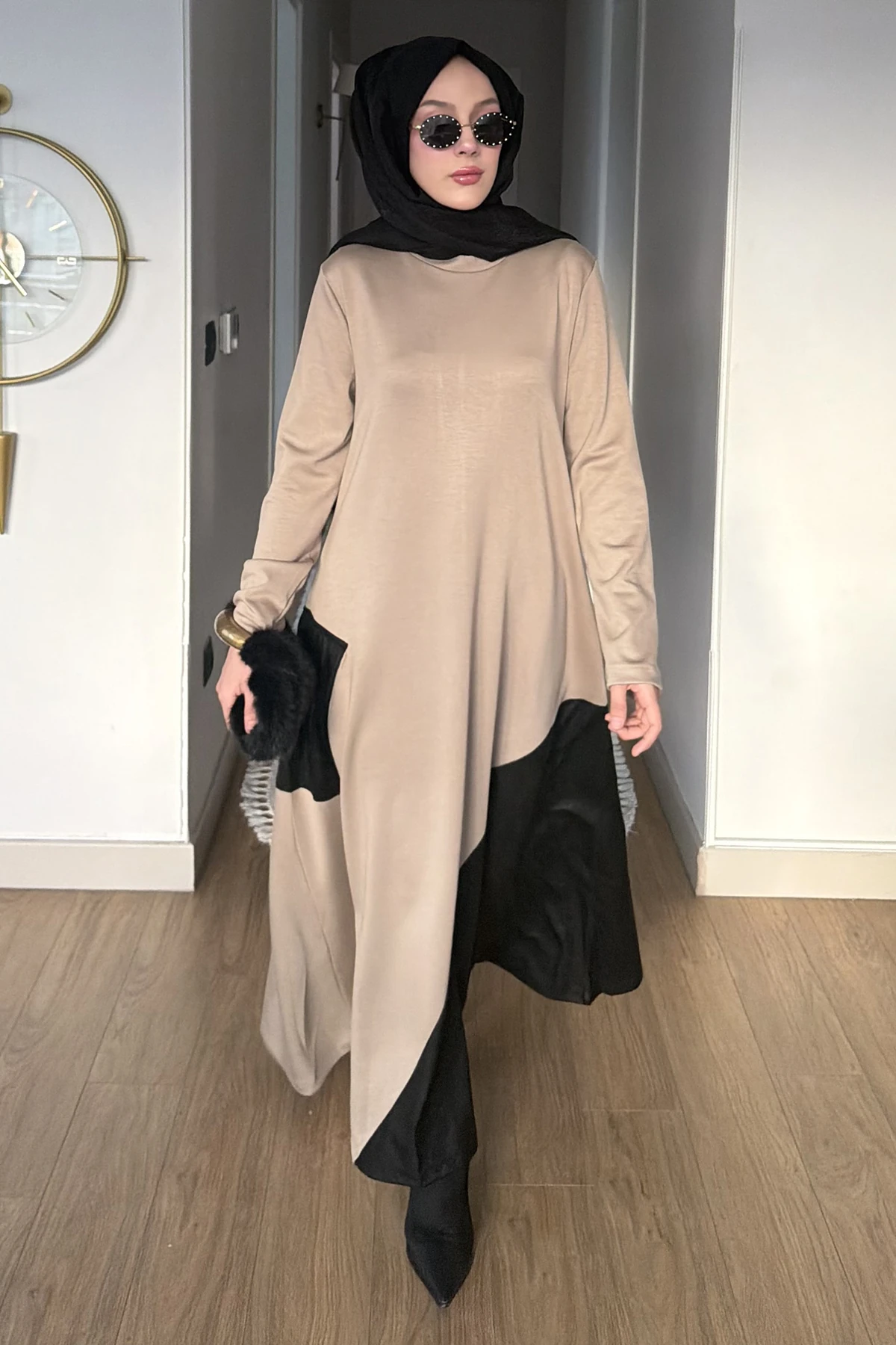 Nazenin Tek Cepli Deri Detaylı Elbise SK-8648