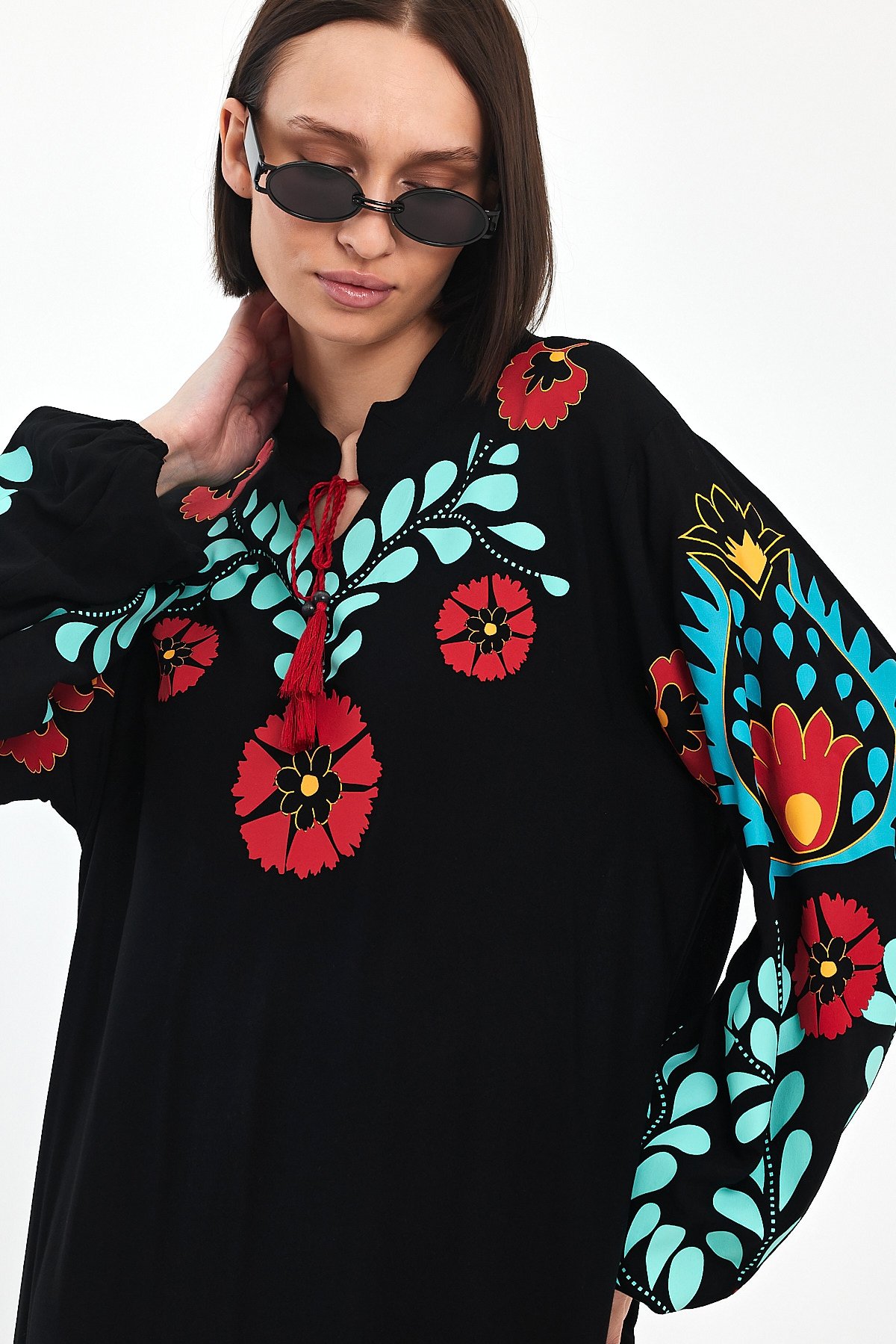 Gardenya Egzotik Nakışlı Elbise SK-8385