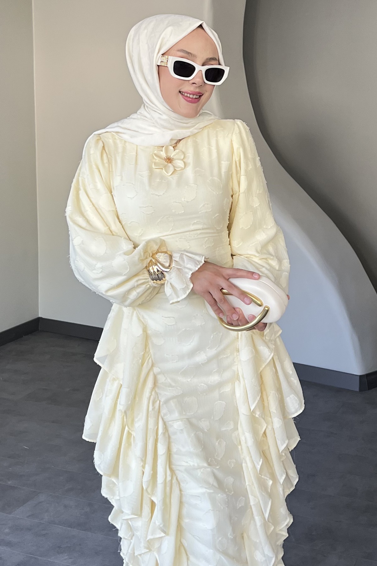 Nadia Fırfır Detaylı Elbise SK-8570