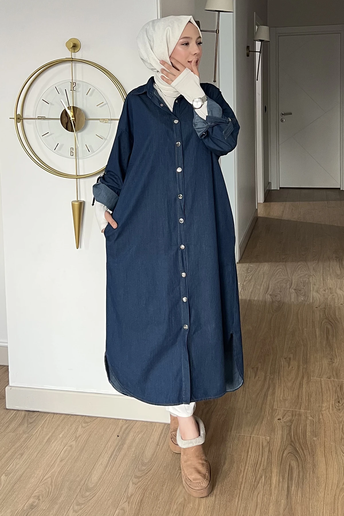 Monica Çıtçıt Düğmeli Kot Elbise DYD-8640