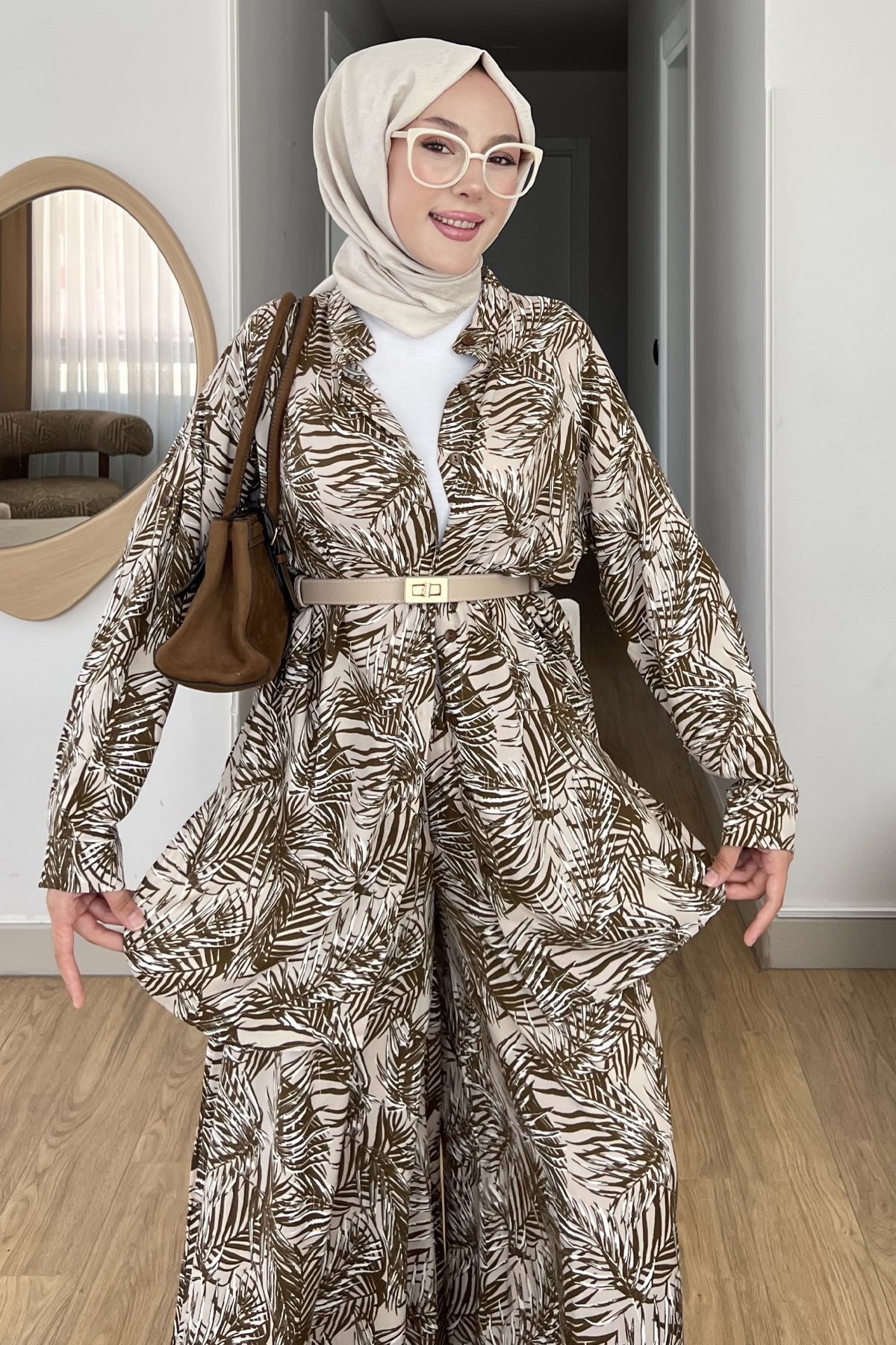 Yaprak Desenli Bohem Takım SK-8546