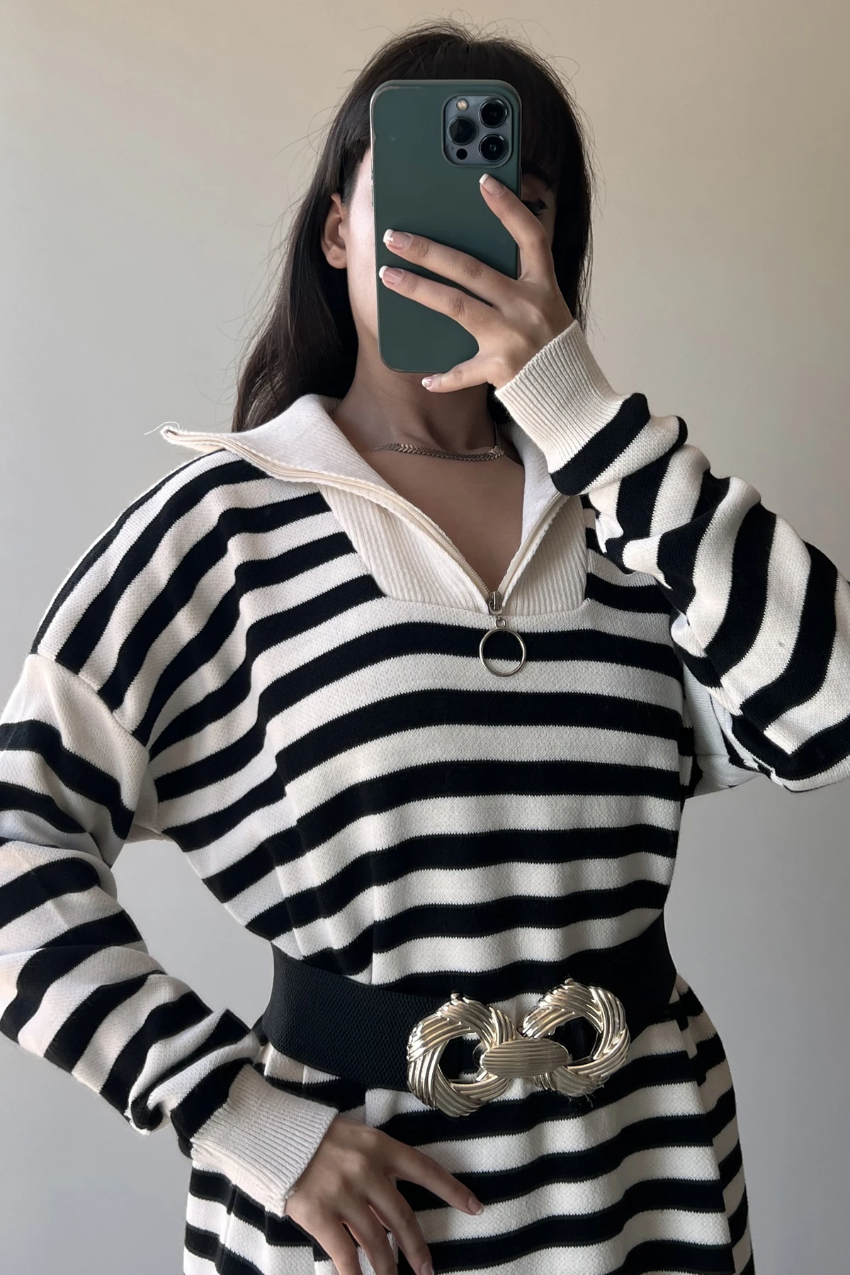 Venüs Fermuar Detay Triko Elbise SK-8344