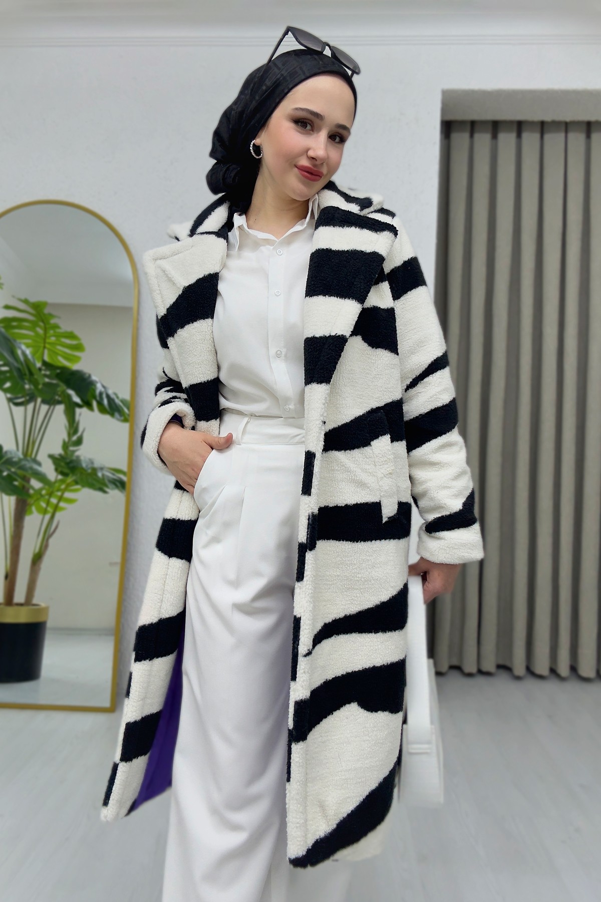 Zebra Astarlı Oversize Ceket SK-8362