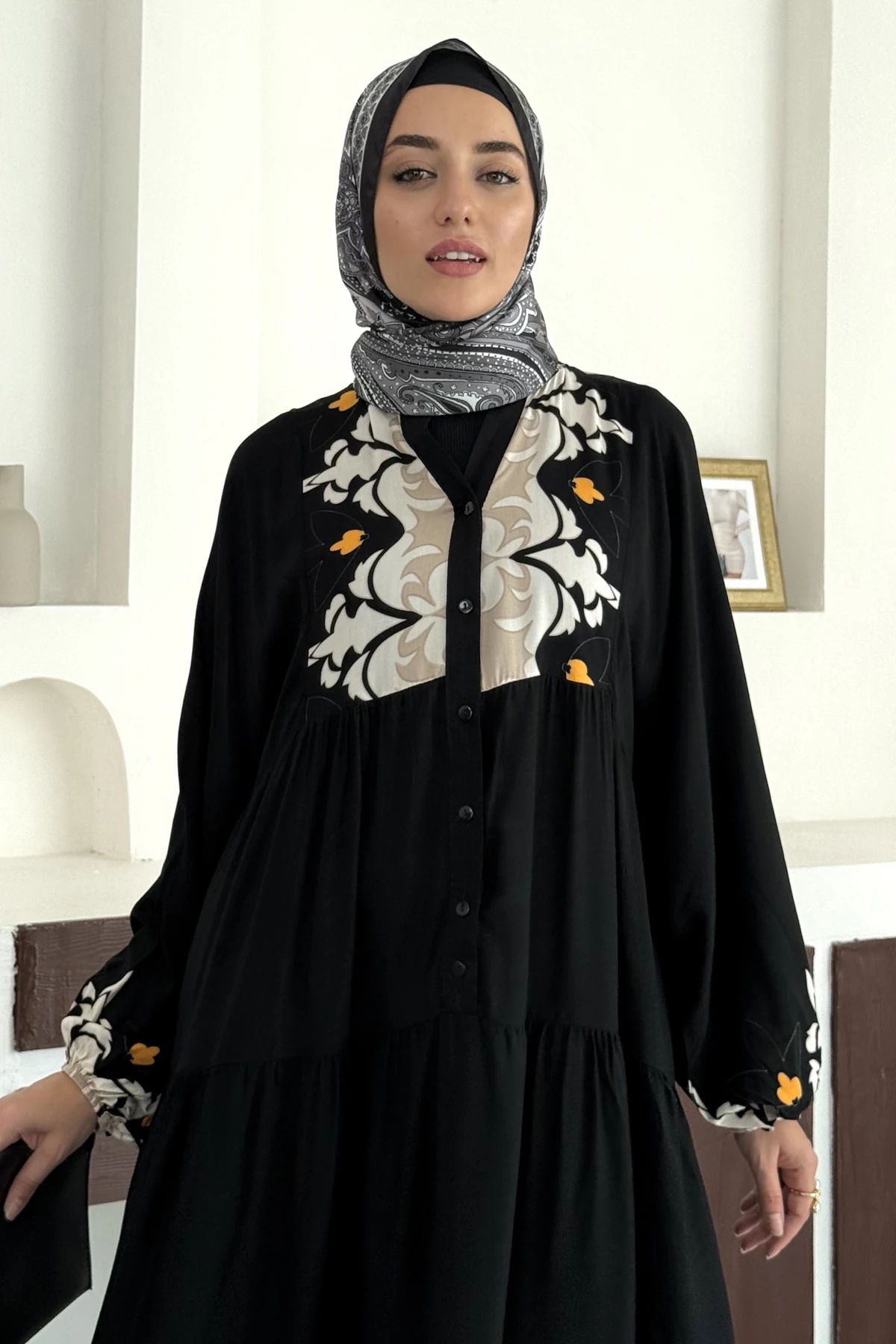 Sultan Motif Desenli Viskon Elbise SK-8555 