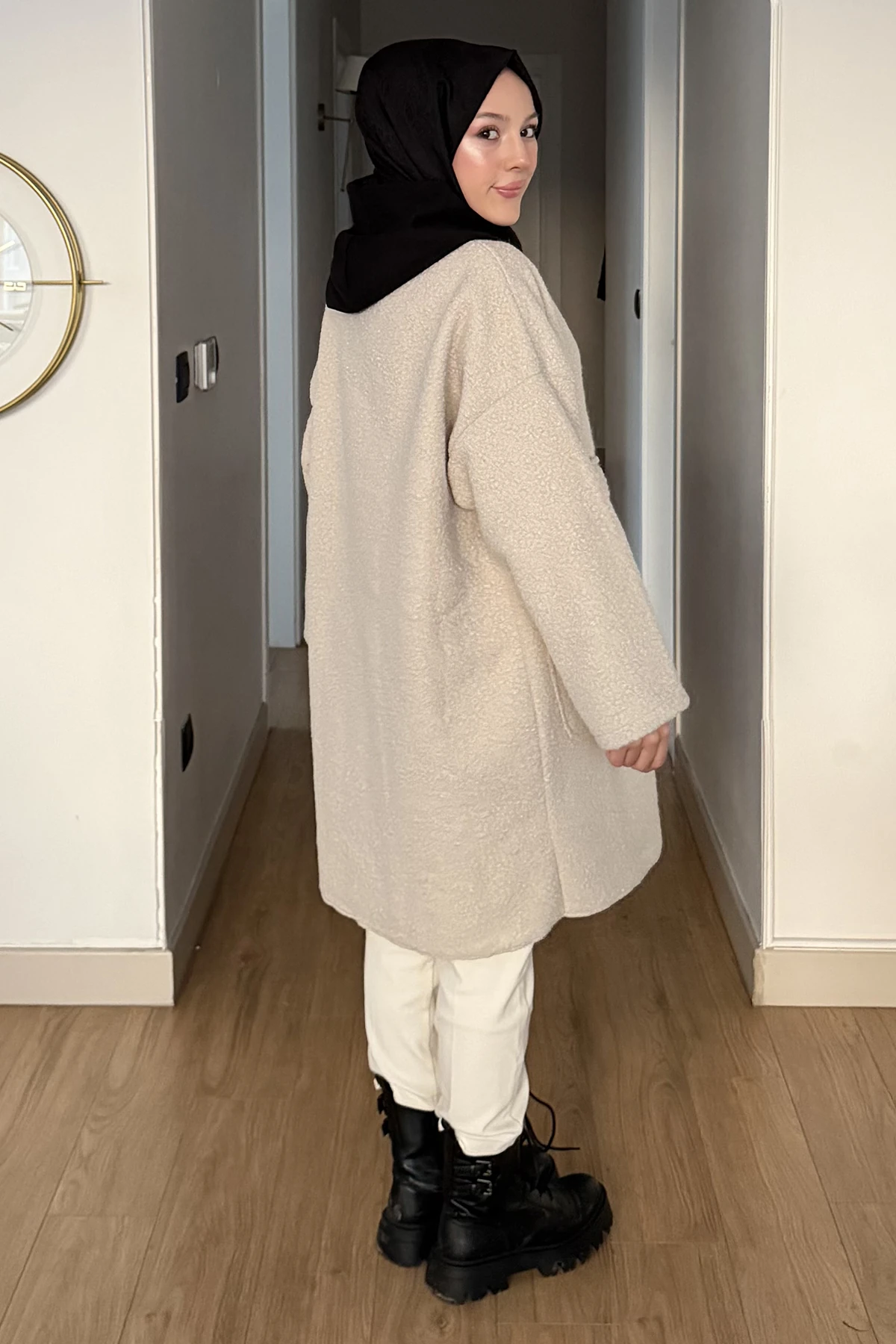 Çift Renkli Düğmeli Oversize Ceket SK-8649