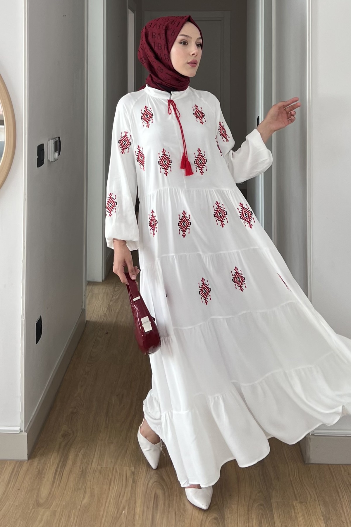 Liya Bukle Nakışlı Elbise SK-8533