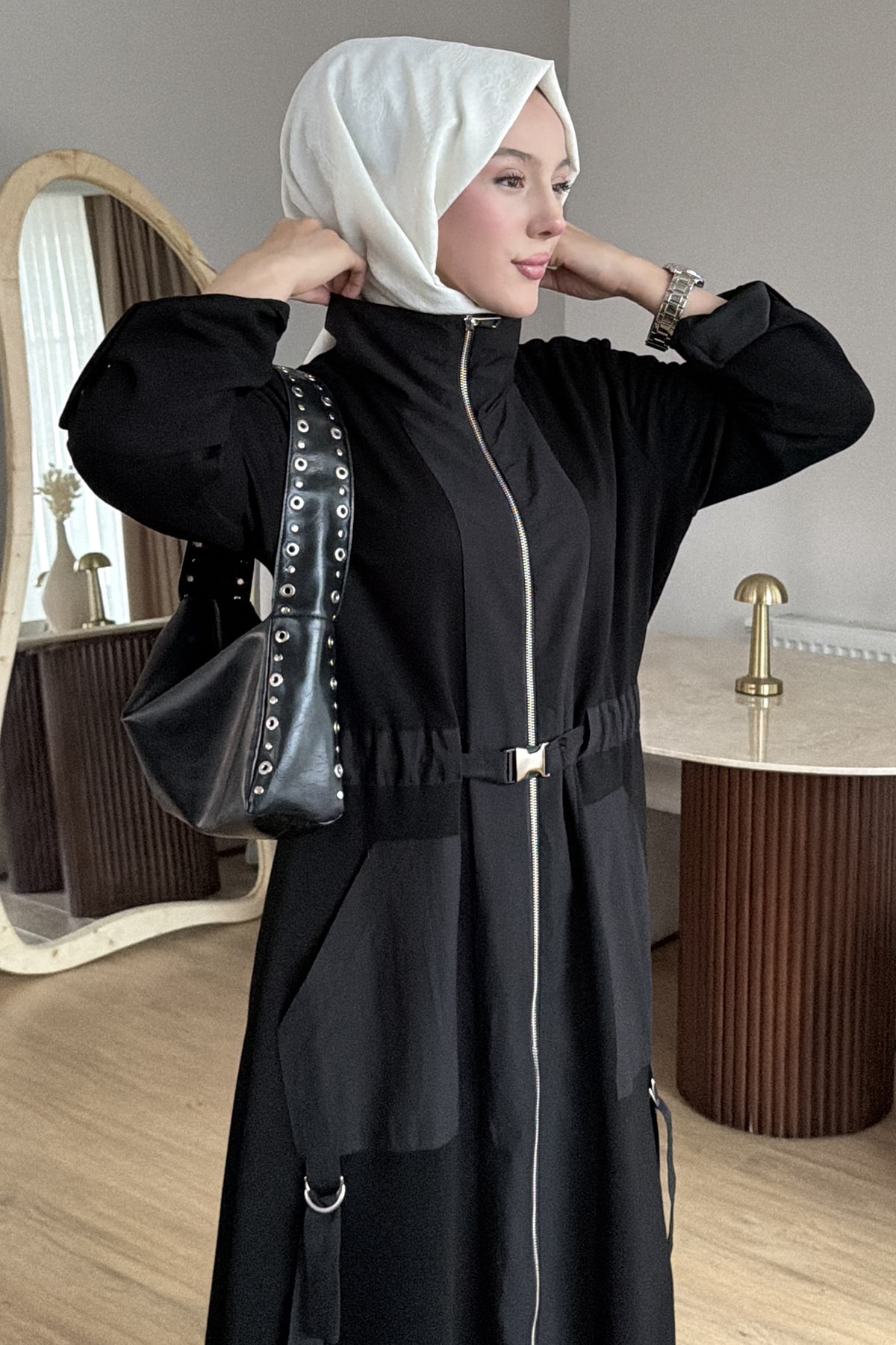 Delight Çift Cepli Boydan Fermuarlı Elbise SK-8632