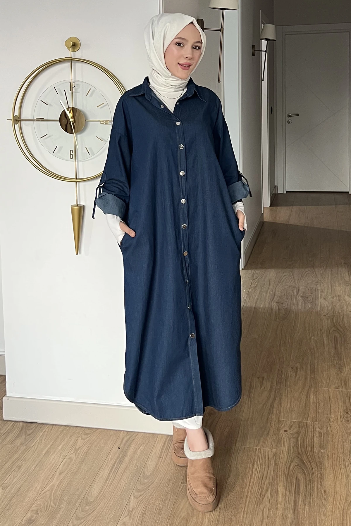 Monica Çıtçıt Düğmeli Kot Elbise DYD-8640