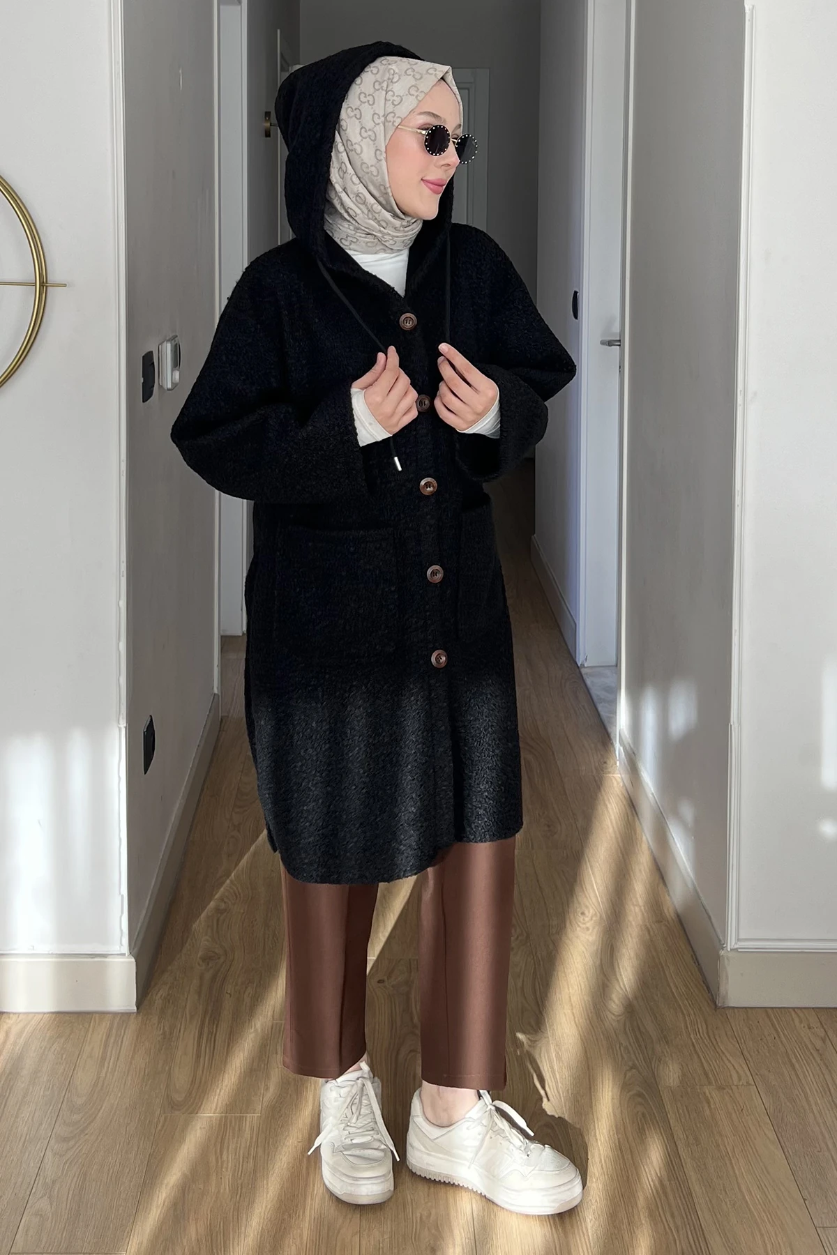 Kare Cepli Düğmeli Oversize Ceket SK-8643