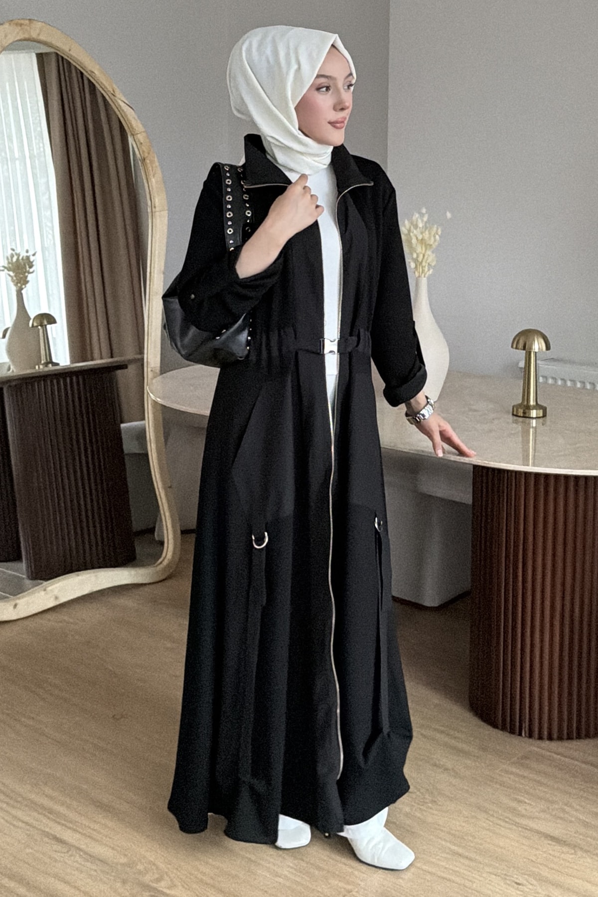 Delight Çift Cepli Boydan Fermuarlı Elbise SK-8632