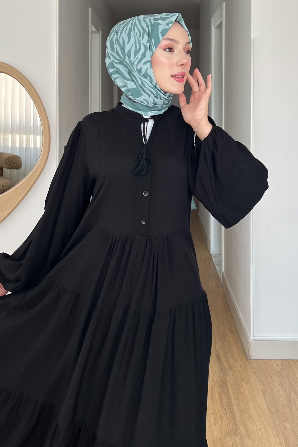 Düğmeli Basic Elbise SK-8540