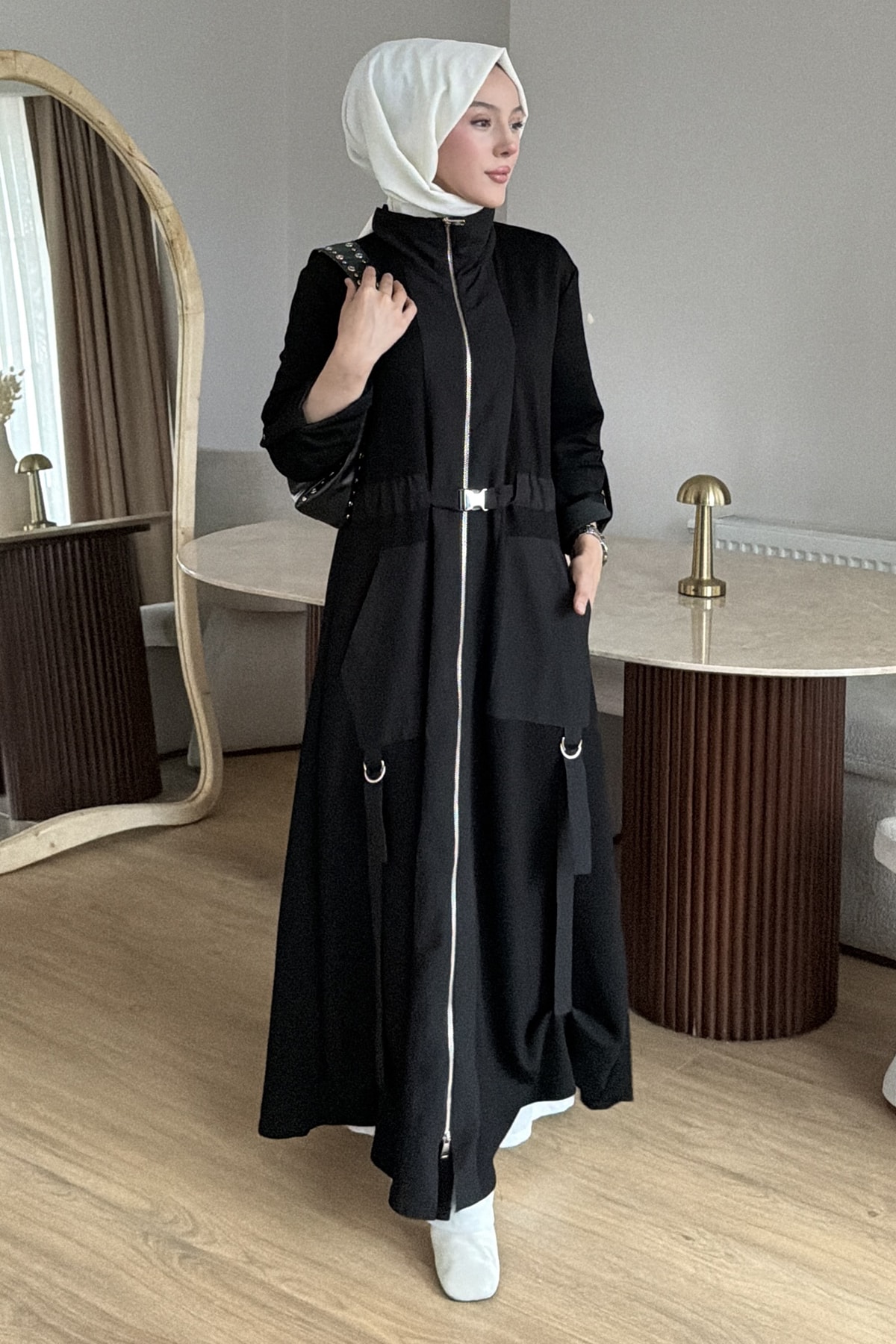 Delight Çift Cepli Boydan Fermuarlı Elbise SK-8632