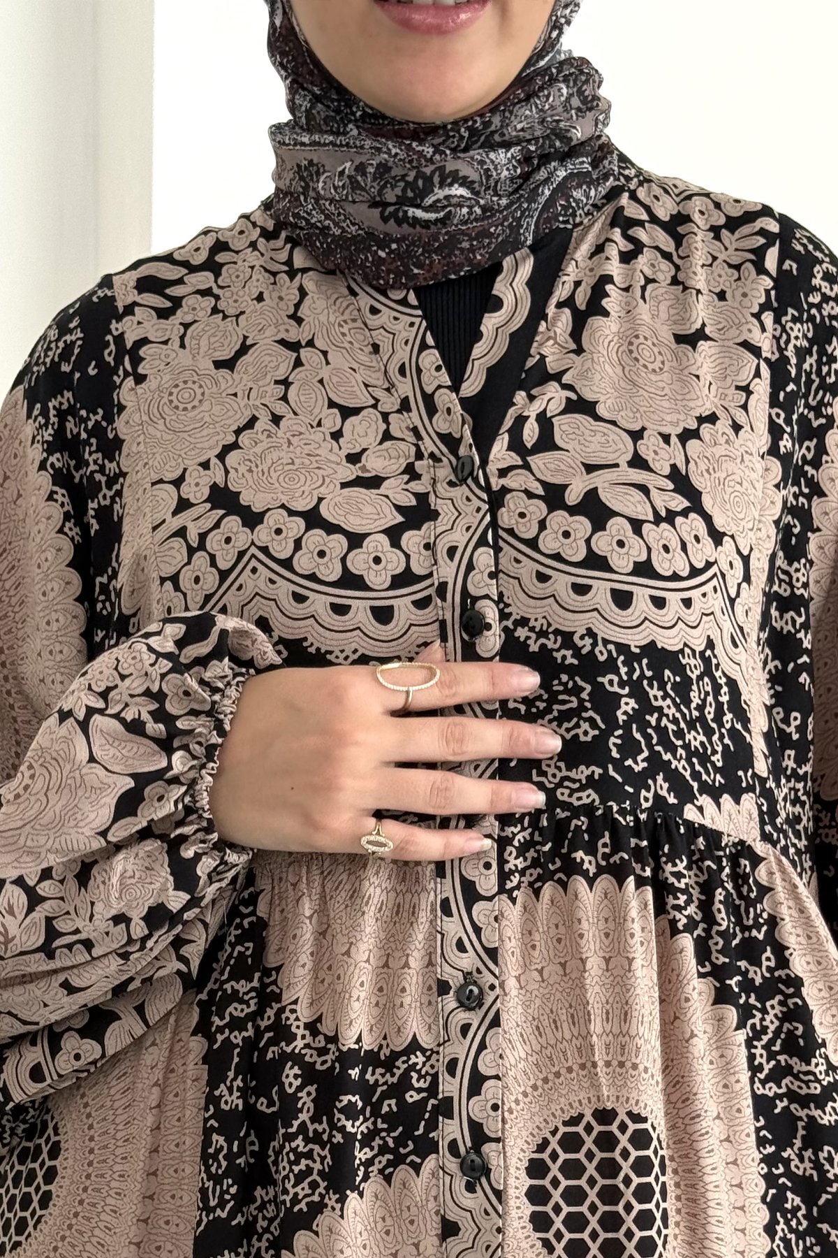 Yasemin Desenli Viskon Elbise SK-8554