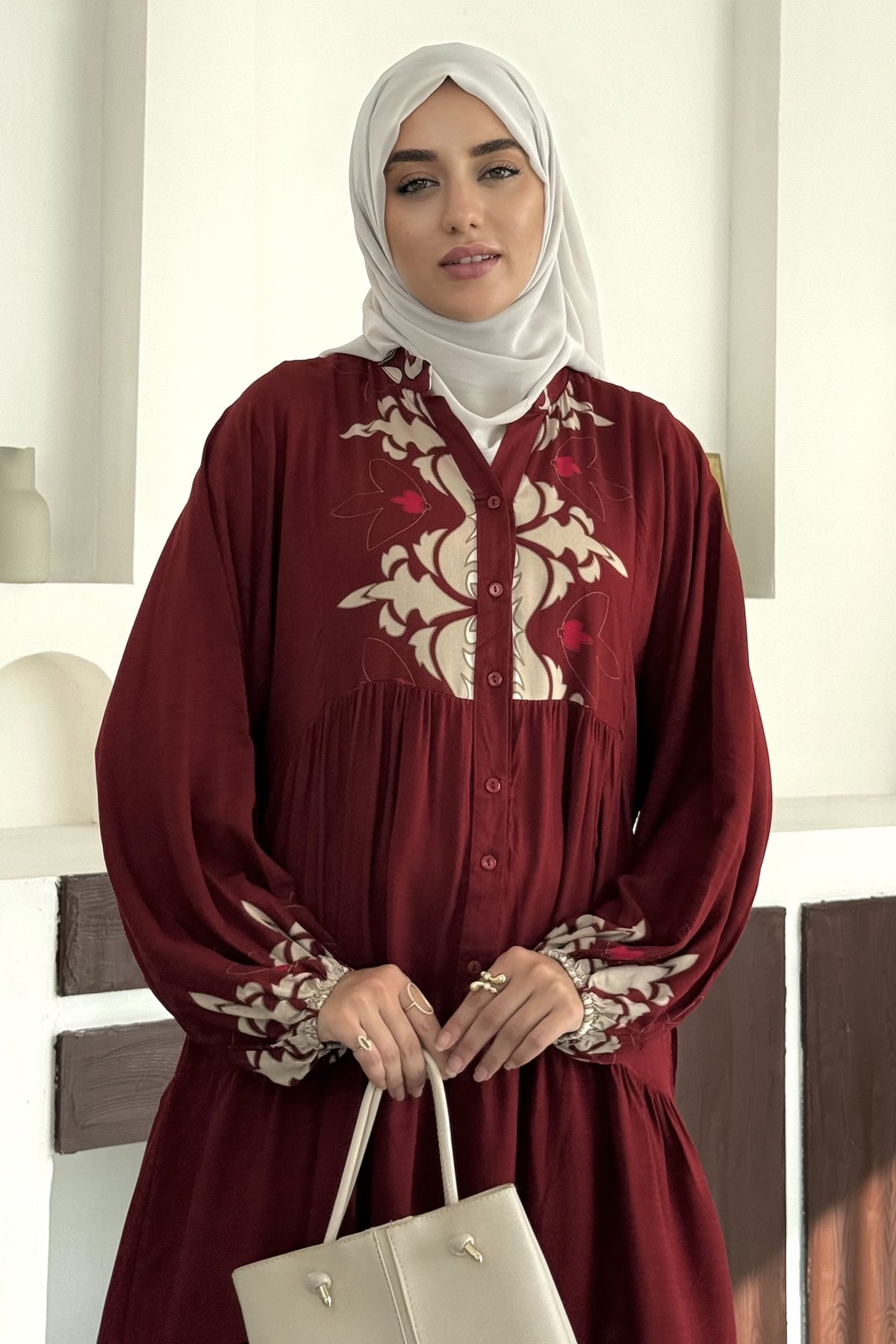 Sultan Motif Desenli Viskon Elbise SK-8555 