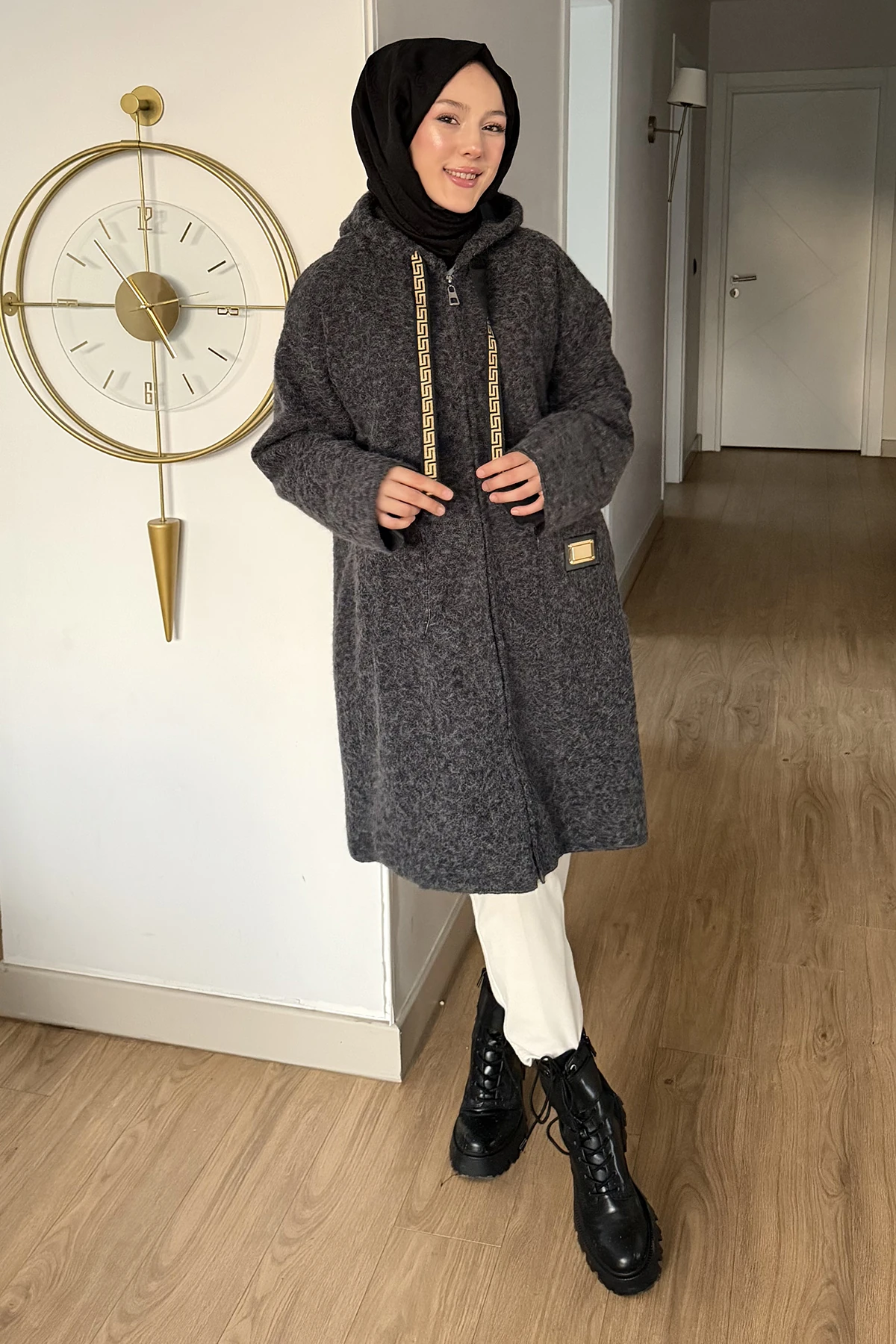 Sacha Kalın İpli Buklet Kumaş Ceket SK-8651