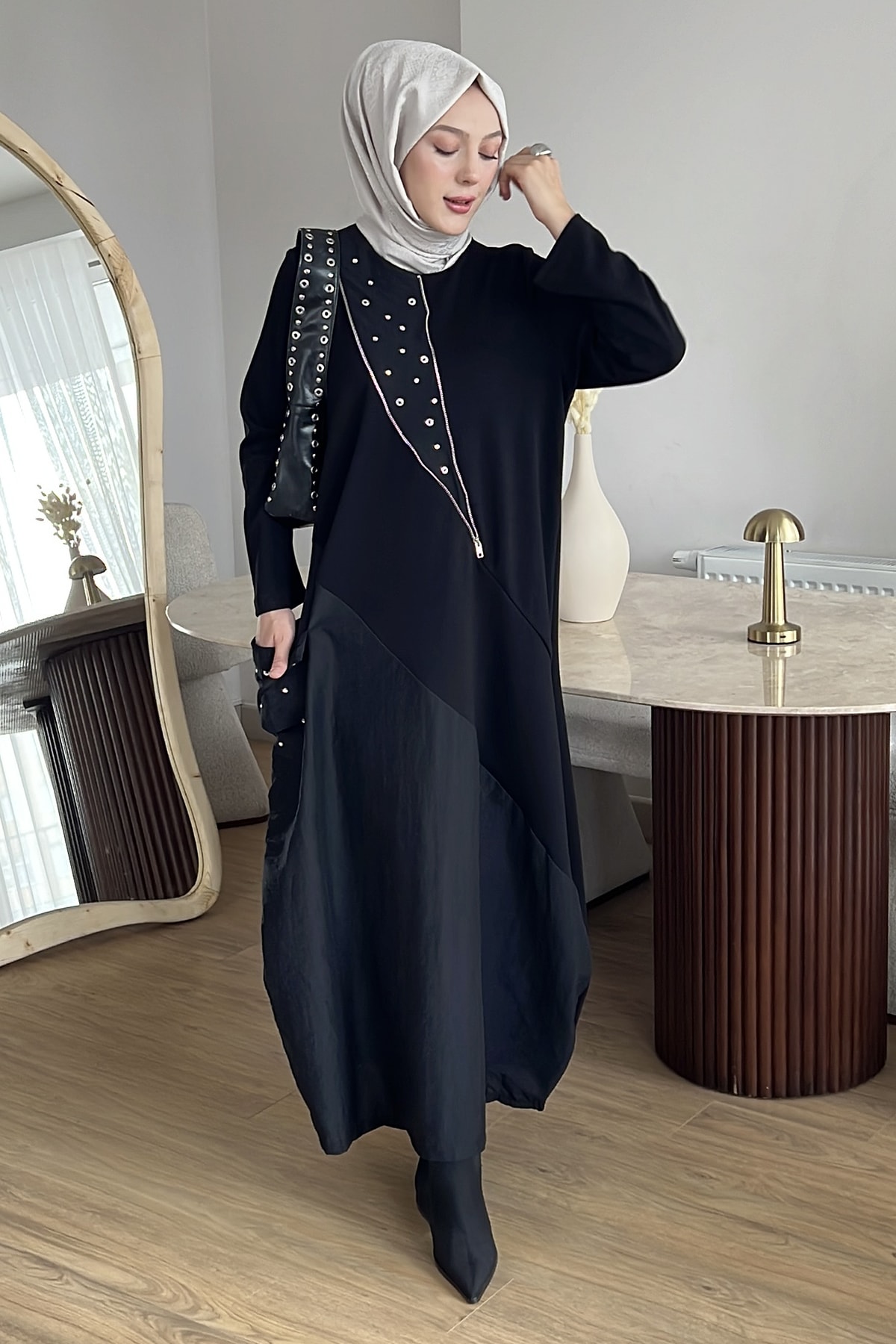 Silvana Taş İşlemeli Modal Elbise SK-8617