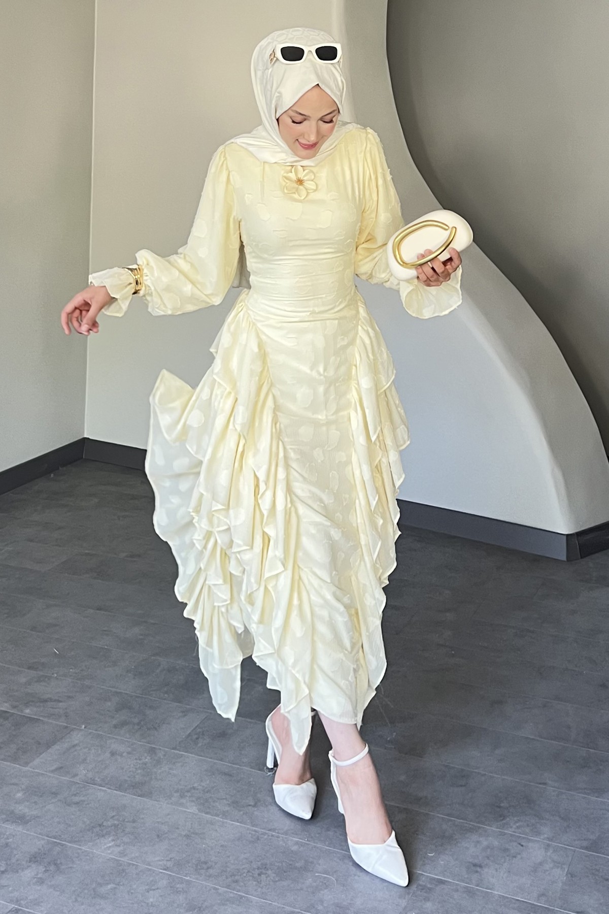 Nadia Fırfır Detaylı Elbise SK-8570