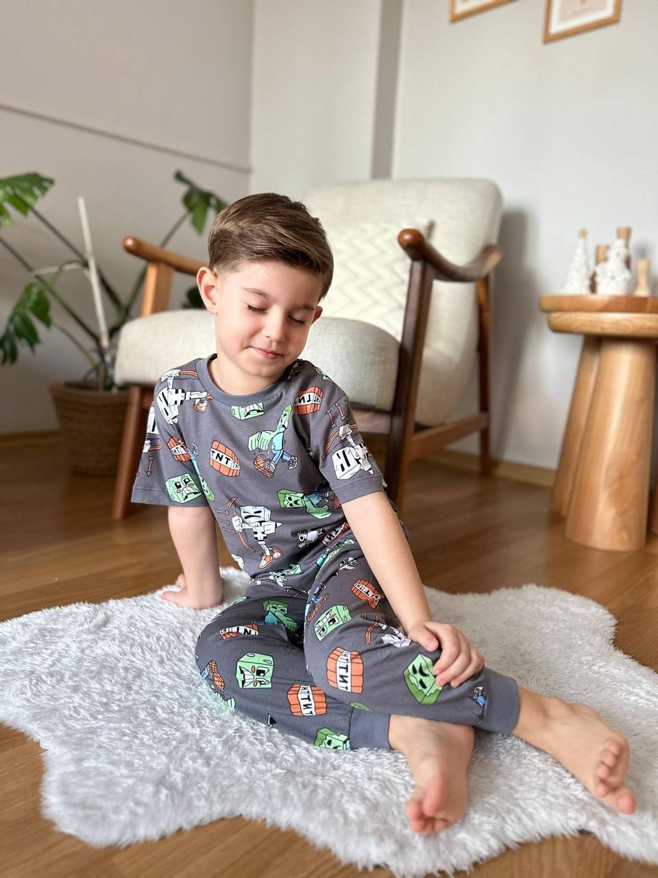 Kısa Kol Baskılı Pijama Takımı