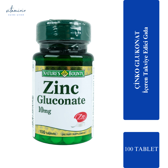 (100 عددی) Nature's Bounty Zinc Gluconate 10 mg قرص زینک گلوکونات 