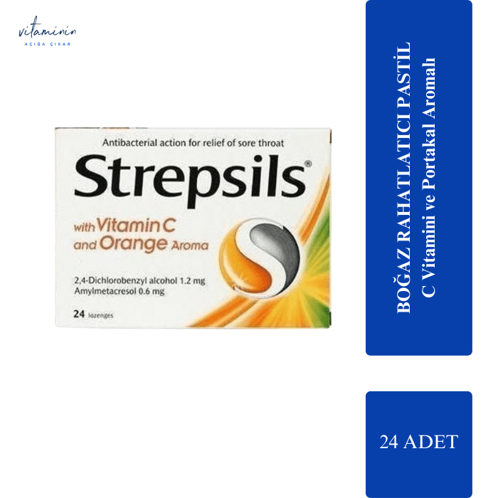 (24 عددی ) Strepsils  آبنبات مکیدنی با طعم پرتقال حاوی ویتامین سی برند