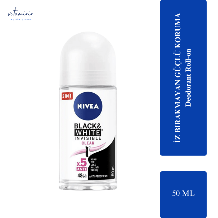 Nivea Roll-On Deodorant Invisible For Black & White Clear 50 ML