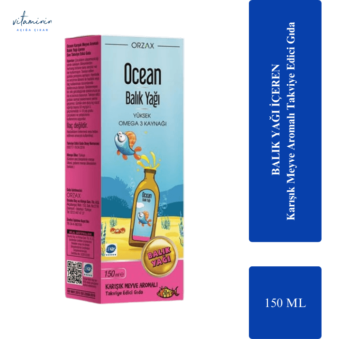 Ocean Tutti Frutti Karışık Meyve Aromalı Balık Yağı Şurup 150 ml