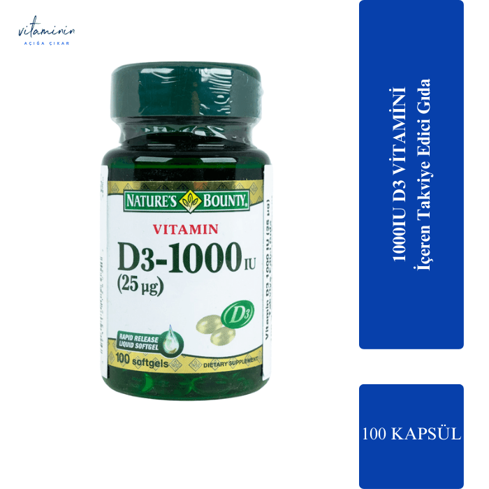 Nature's Bounty Vitamin D3 1000 IU کپسول ویتامین د3 