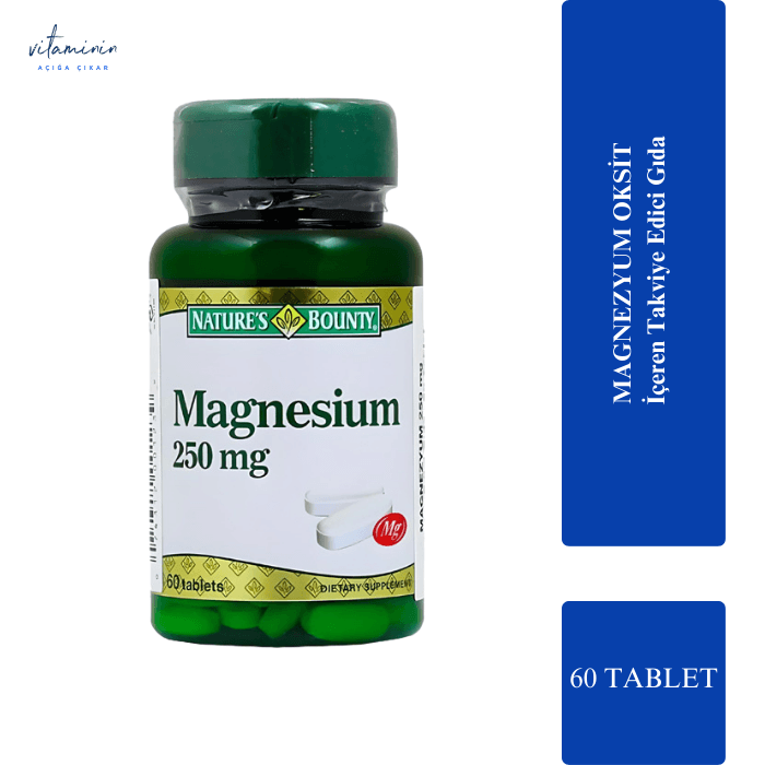 (60 عددی) Nature's Bounty Magnesium 250 mg  قرص منیزیم 