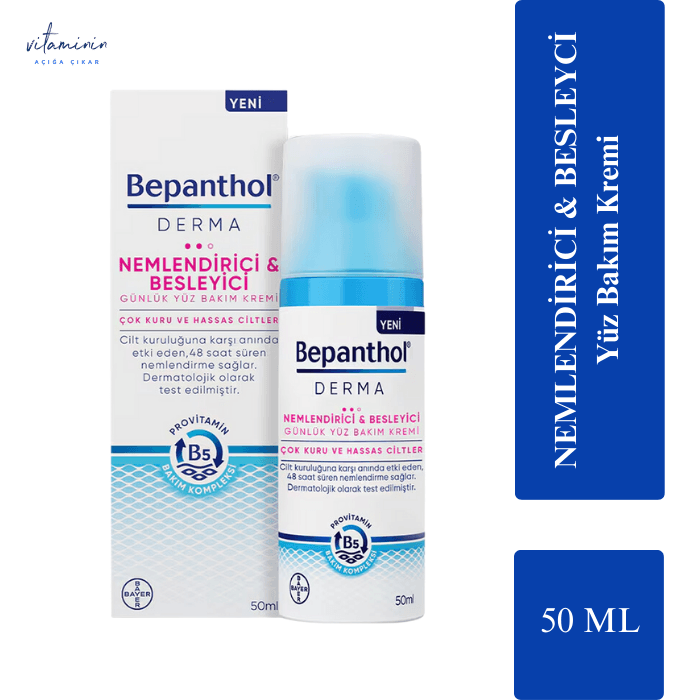  Bepanthol Derma Nemlendirici Günlük Yüz Bakım Kremi Çok Kuru ve Hassas Ciltler 50 ml