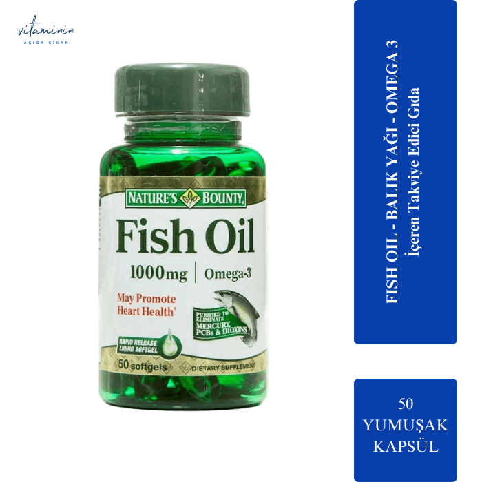 Nature's Bounty Fish Oil 1000 mg - مکمل روغن ماهی حاوی اسیدهای چرب طبیعی امگا 3