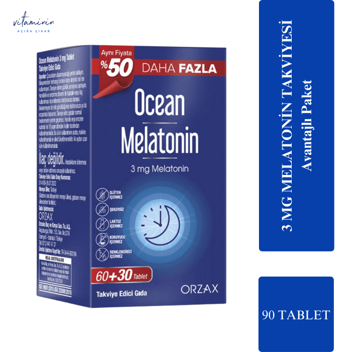  Ocean Melatonin 3 mg 60+30 Tablet - %50 Daha Fazla
