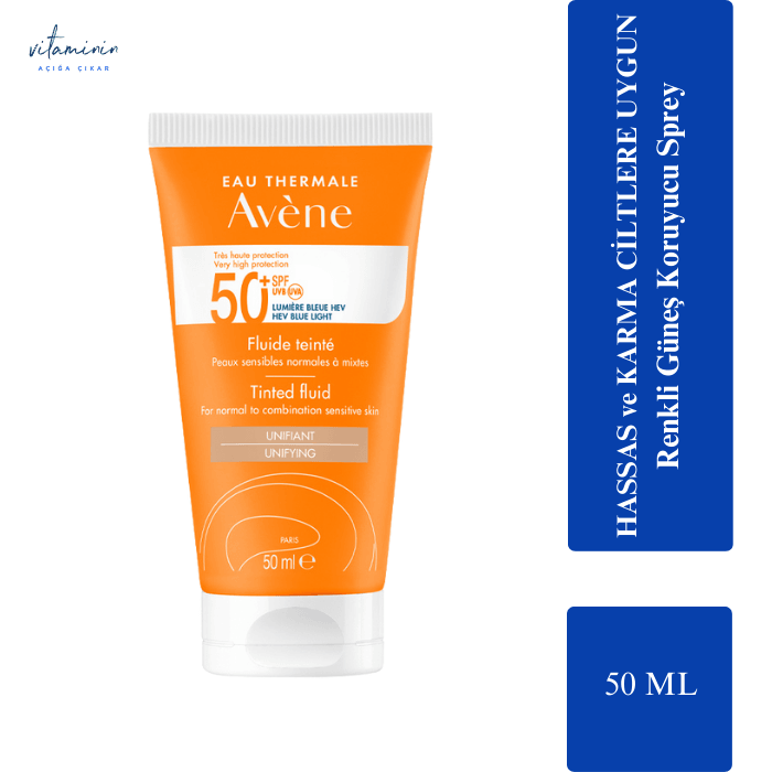 Avene Solaire SPF 50+ Tinted Fluid 50 ml - Renkli Güneş Koruyucu